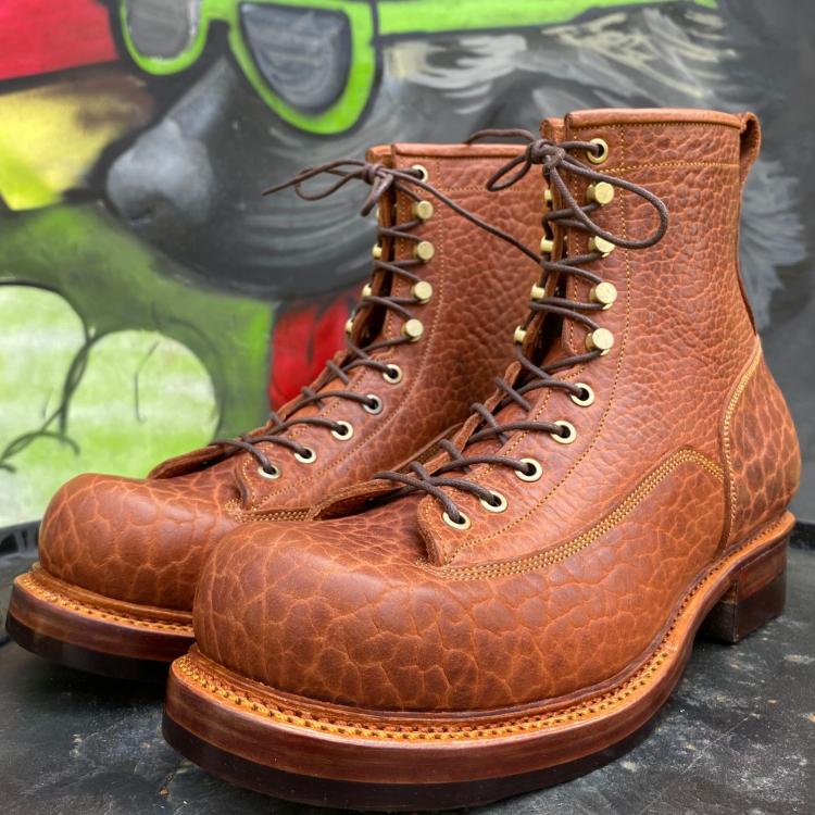Prof. Barnets Bulky Lace to Toe Boots ( Law Tanning Shrunken Bison Peanut )